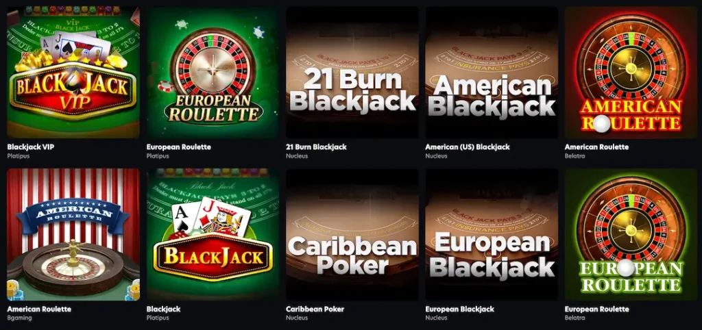 Katalóg stolových hier v Casumo Casino Slovensko